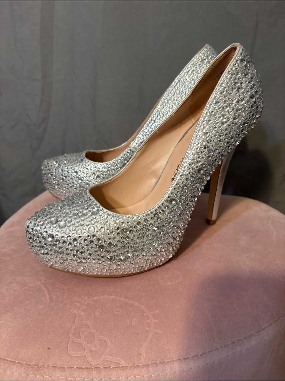 Lauren Lorraine Silver Rhinestone Platform Pumps Size 9